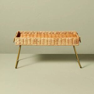 Natural Woven Bed Tray Brass Handles & Foldable Legs - Hearth & Hand‎ Magnolia